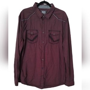 Buckle Burgundy Black Collared Button Up shirt NWT Sz.XL